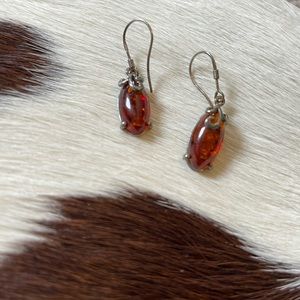 Vintage 925 and Baltic Amber Dropdown Earrings